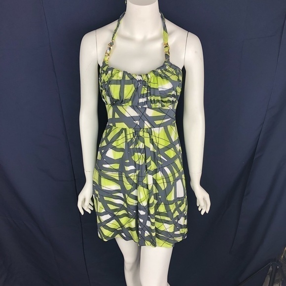 𝅺NEW-MARISA Kenson MKC Thick GoldChain Halter Dress - Picture 2 of 8